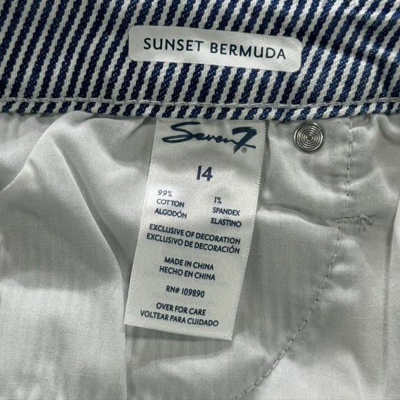 Seven 7 Denim Shorts Sunset Bermuda Soft Stripped 9" Inseam Premium Brand Qualit - Picture 6 of 8
